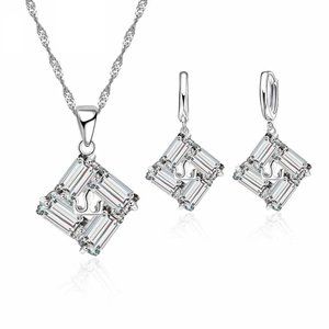 Luxury Elegant Necklace Pendant Earrings 925 Sterling Silver Set Bundle